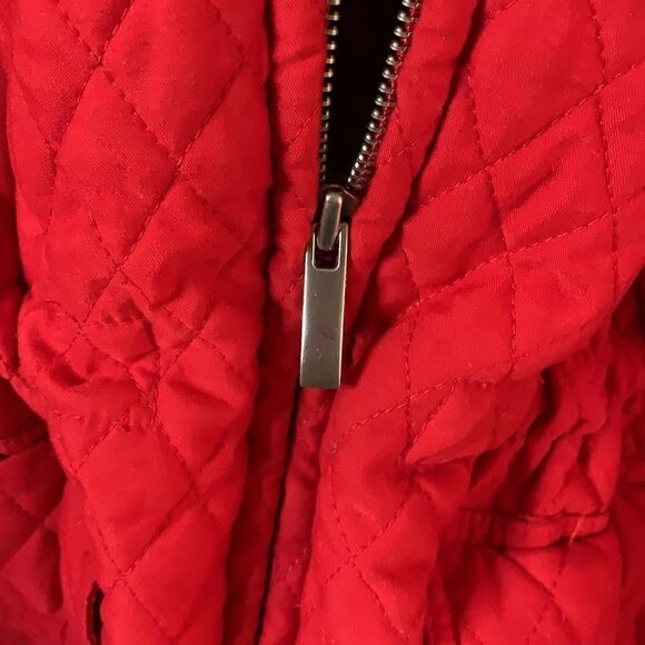 EXPRESS red coat front zipper four front pockets detachable collar - Picture 5 of 8